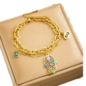 Gold Evil Eye Bracelet Q490
